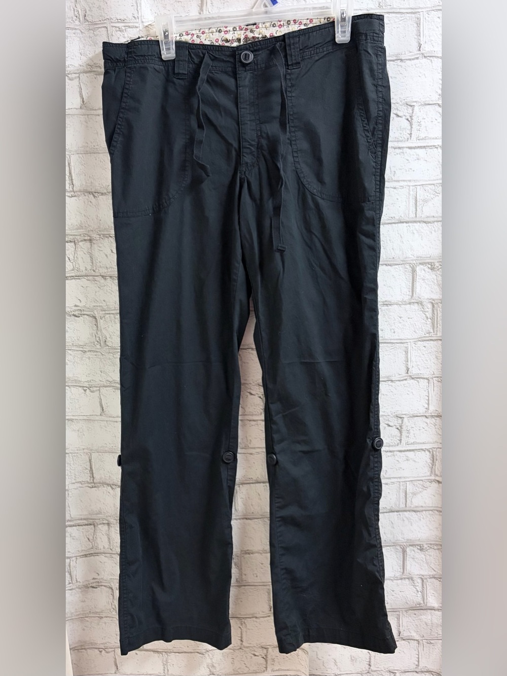 Women’s BUM Equipment Black Cargo Drawstring Pants with Utility Pockets